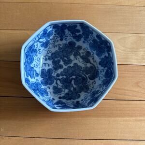 Ceramic Blue and White Bowl - Grape pattern 5” x 5” x 2”